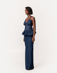 Denim Pinstripe ADELE Peplum Top
