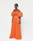 Linen KIARA Wide Leg Pants in Orange