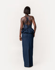 Denim Pinstripe ADELE Peplum Top
