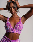 LIZA Sequin Bra Top in ALEXANDRITE