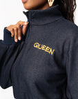 GRAPHITE QUEEN Plush fleece Crop Pullover SET