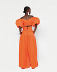 Linen KIARA Wide Leg Pants in Orange