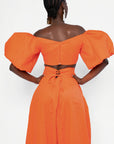 Linen KIARA Wide Leg Pants in Orange
