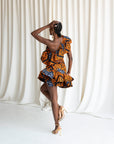 ZEZE African Print One Sleeve Ruffle Mini Dress