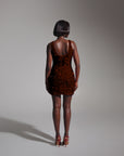 LEILA Mini Sequin Dress in BRONZITE