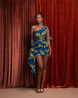 OPE African Print One Sleeve Drape Mini Dress