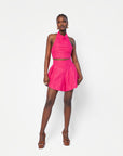 Linen LILY Wide Leg Shorts in Pink