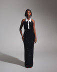 RIA Halter Sequin Maxi Dress in ONYX