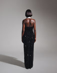 RIA Halter Sequin Maxi Dress in ONYX