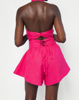 Linen LILY Wide Leg Shorts in Pink