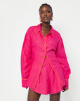 Linen LILY Wide Leg Shorts in Pink