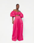 Linen KIARA Wide Leg Pants in Pink