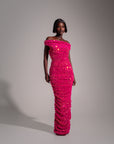JESS Sequin Maxi Dress in PINK SPINEL