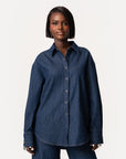 Denim Pinstripe RUE Button Up Shirt
