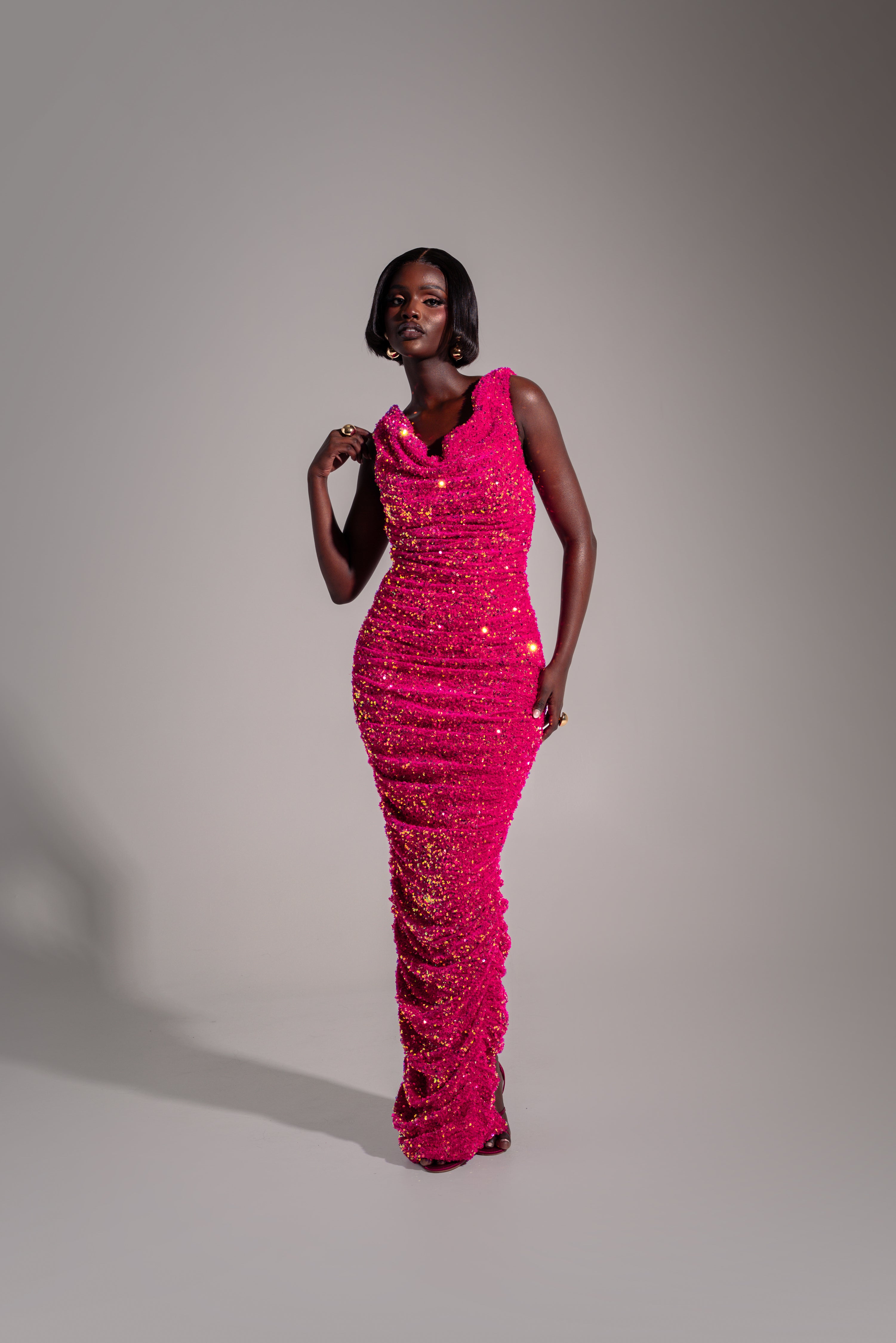 JESS Sequin Maxi Dress in PINK SPINEL OFUURE JESS Sequin Maxi Dress in PINK SPINEL OFUURE