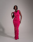 JESS Sequin Maxi Dress in PINK SPINEL