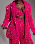 LIZA Sequin Blazer in PINK SPINEL