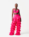 Linen DARIA Ruffle Pants in Pink