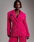 LIZA Sequin Blazer in PINK SPINEL