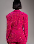 LIZA Sequin Blazer in PINK SPINEL