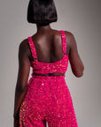 LIZA Sequin Pants in PINK SPINEL
