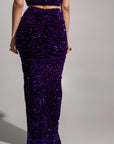JESS Sequin Ruched Skirt in AMETHYST