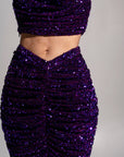 JESS Sequin Ruched Skirt in AMETHYST