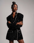 RAVEN Sequin Blazer Dress in ONYX