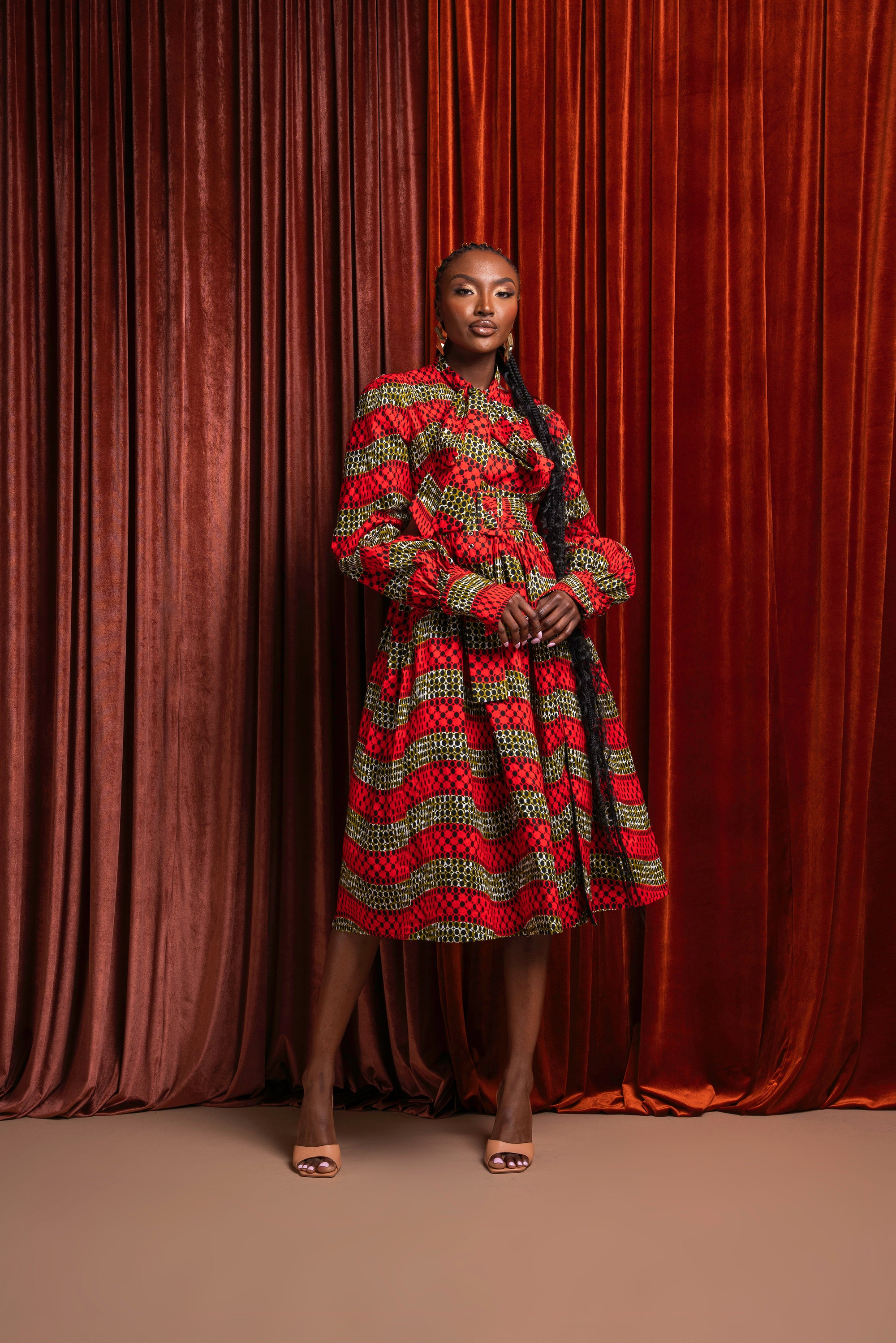 DIDI African Print Midi Dress (pussybow)