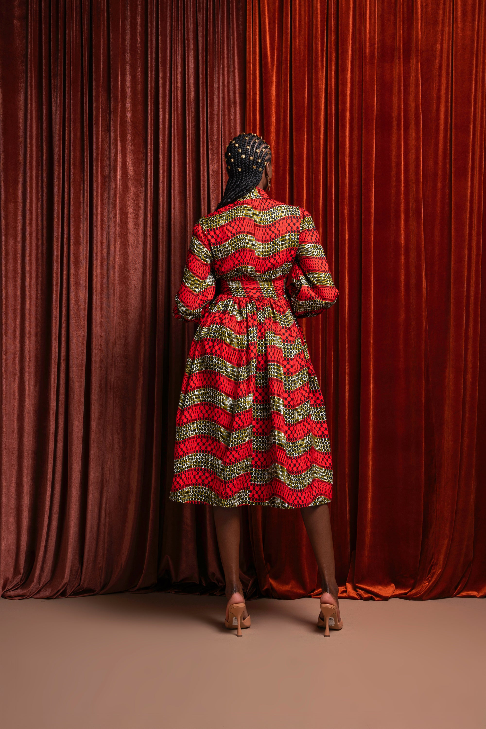 DIDI African Print Midi Dress (pussybow)