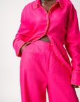 Linen NIKKI Wide Leg Pants in Pink (3 LENGTH)