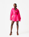 Linen LILY Wide Leg Shorts in Pink