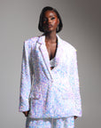 LIZA Sequin Blazer in PEARL