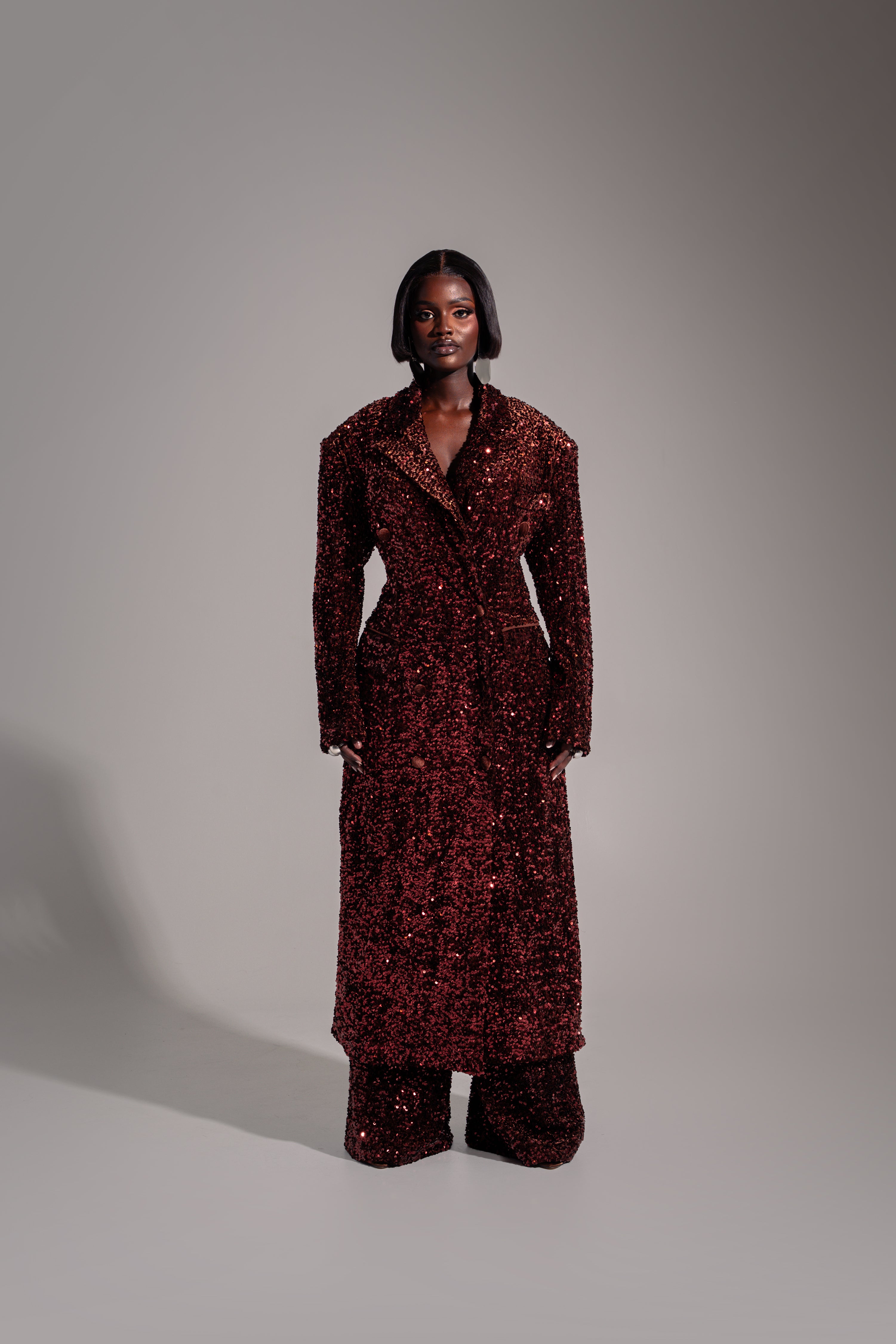 LIZA Sequin Long Jacket in BRONZITE – OFUURE