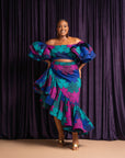 ZURI African Print Ruffle Hi-low Skirt