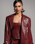 ONO Faux Leather Corset Top in Burgundy