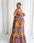 LISA Smocked Ruffle Sleeve African print maxi dress