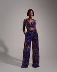 LIZA Sequin Pants in TANZANITE