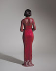 SASHA Rhinestone Maxi Dress in Burgundy
