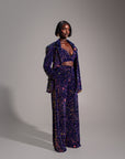 LIZA Sequin Pants in TANZANITE