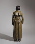 ONO Faux Leather Trench jacket in Olive