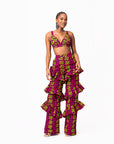WUNMI African Print Ruffle high waist trousers ( 3 LENGTH)