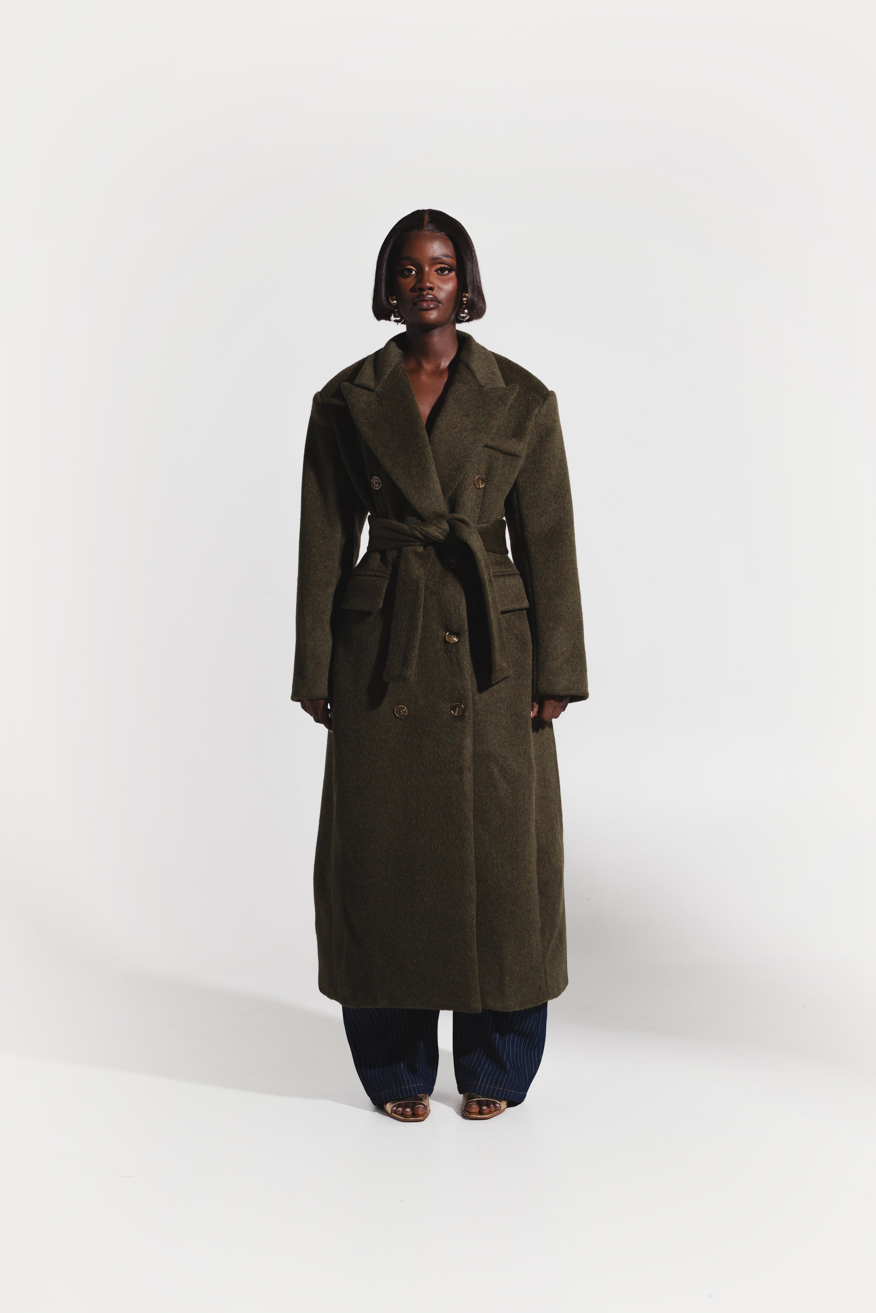 IMAN Wool Long jacket in OLIVE – OFUURE