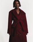 IMAN Wool Long jacket in BURGUNDY