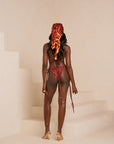 AMINAH ORANGE Reversible Bikini SET