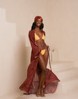 AMINAH ORANGE LONG SLEEVE CHIFFON KIMONO