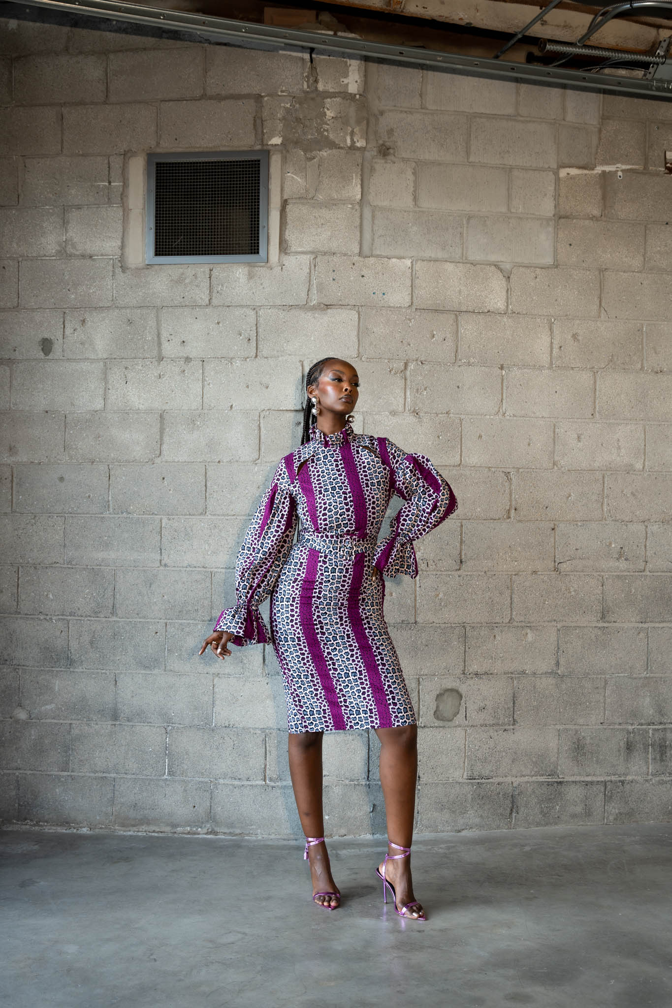 ADE African Print Mock Neck Midi Dress – OFUURE