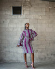 ADE African Print Mock Neck Midi Dress