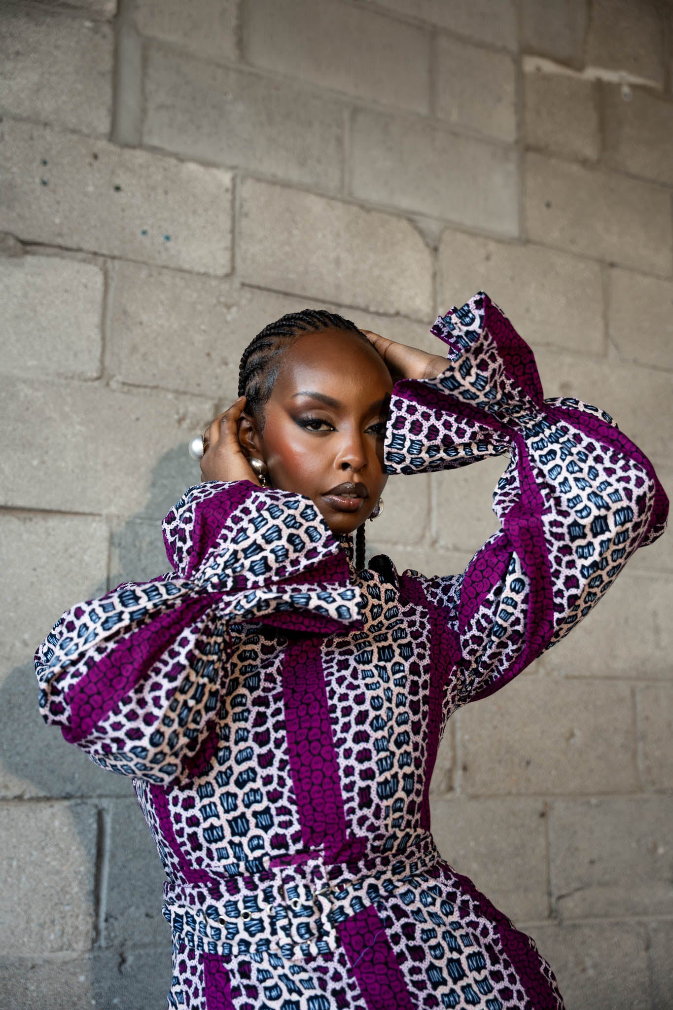ADE African Print Mock Neck Midi Dress