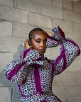 ADE African Print Mock Neck Midi Dress